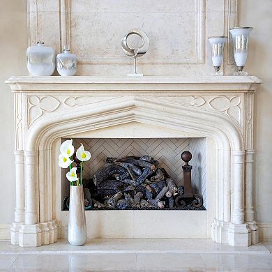 18" Glass Vase With Acrylic Base Contemporary Silver Textured Vase Unique Design Decorative Accent