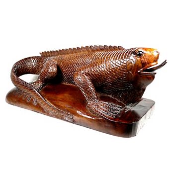 Teak/ Mahogany Iguana Statue