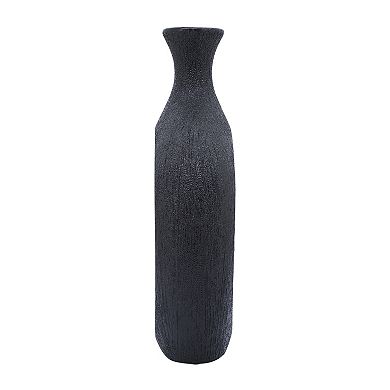 13" Ceramic Oval Vase - Contemporary Glam Abstract Cut-out Vase In Beaded Black - Creative Home