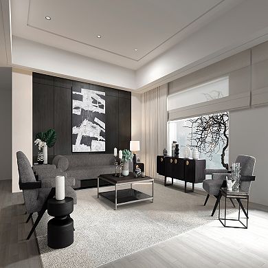 Set Of 3 Decorative Orbs - Contemporary Black And White Geometric Design Round