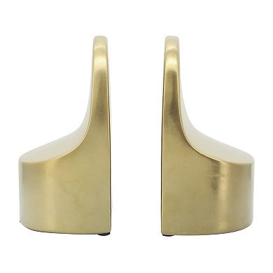 Sagebrook Home Modern Glam Set of 2 Ceramic Bookends Contemporary Simple Gold Bookend Set
