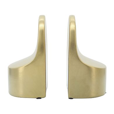 Sagebrook Home Modern Glam Set of 2 Ceramic Bookends Contemporary Simple Gold Bookend Set