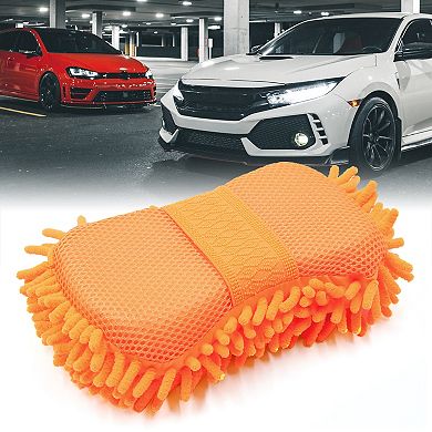 Lightweight Microfiber Chenille Orange Car Care Washing Brush Sponge Pad Cleaner