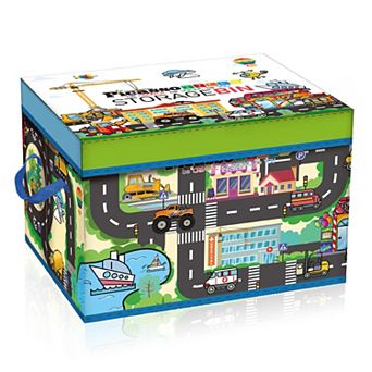Picassotiles Magnet Tile Toy Organizer: City Theme Storage Bin With Lid & Handles