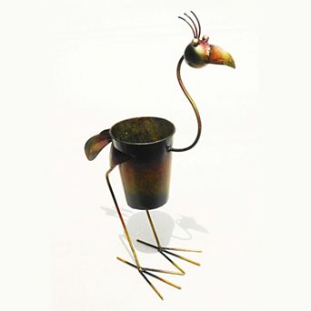 Iron Standing Rooster Planter Decor