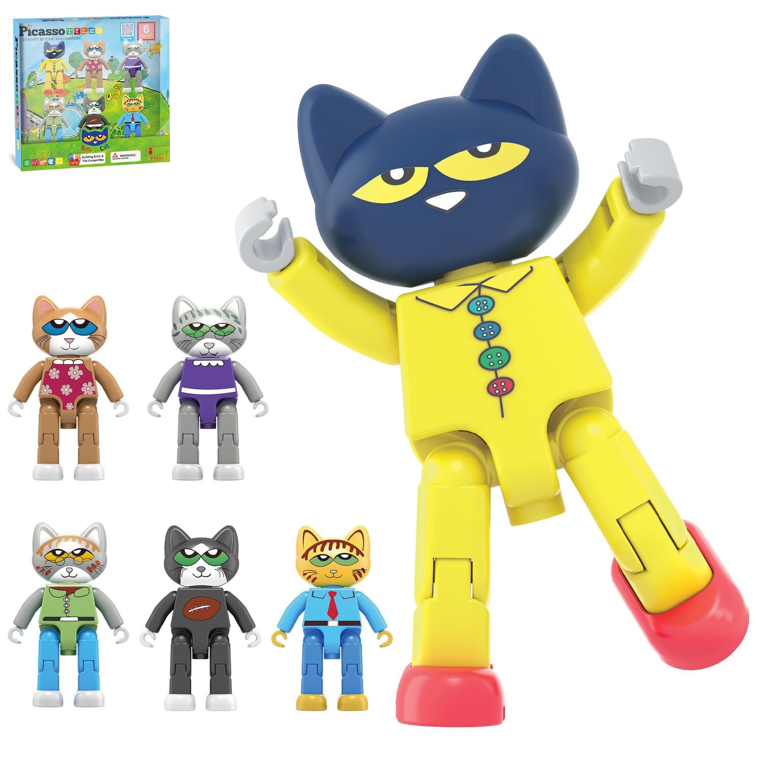 Детские фигурки Picassotiles Pete The Cat Magnetic Characters - 6 pc — фото 1