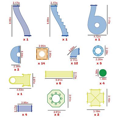 PicassoTiles 62 PC Pete the Cat Marble Run Race Track Building Block, Building STEM Toy for Kids 3+