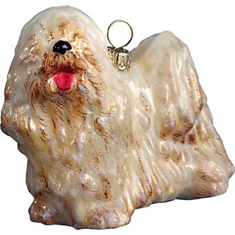 Joy To The World Komondor Polish Blown Glass Christmas Ornament