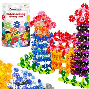 Picassotiles 300 pc Building Chips Interlocking Disc Construction Blocks