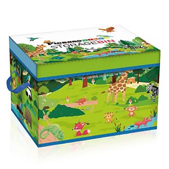 Picassotiles Magnet Tile Toy Organizer: Forest Theme Storage Bin With Lid & Handles