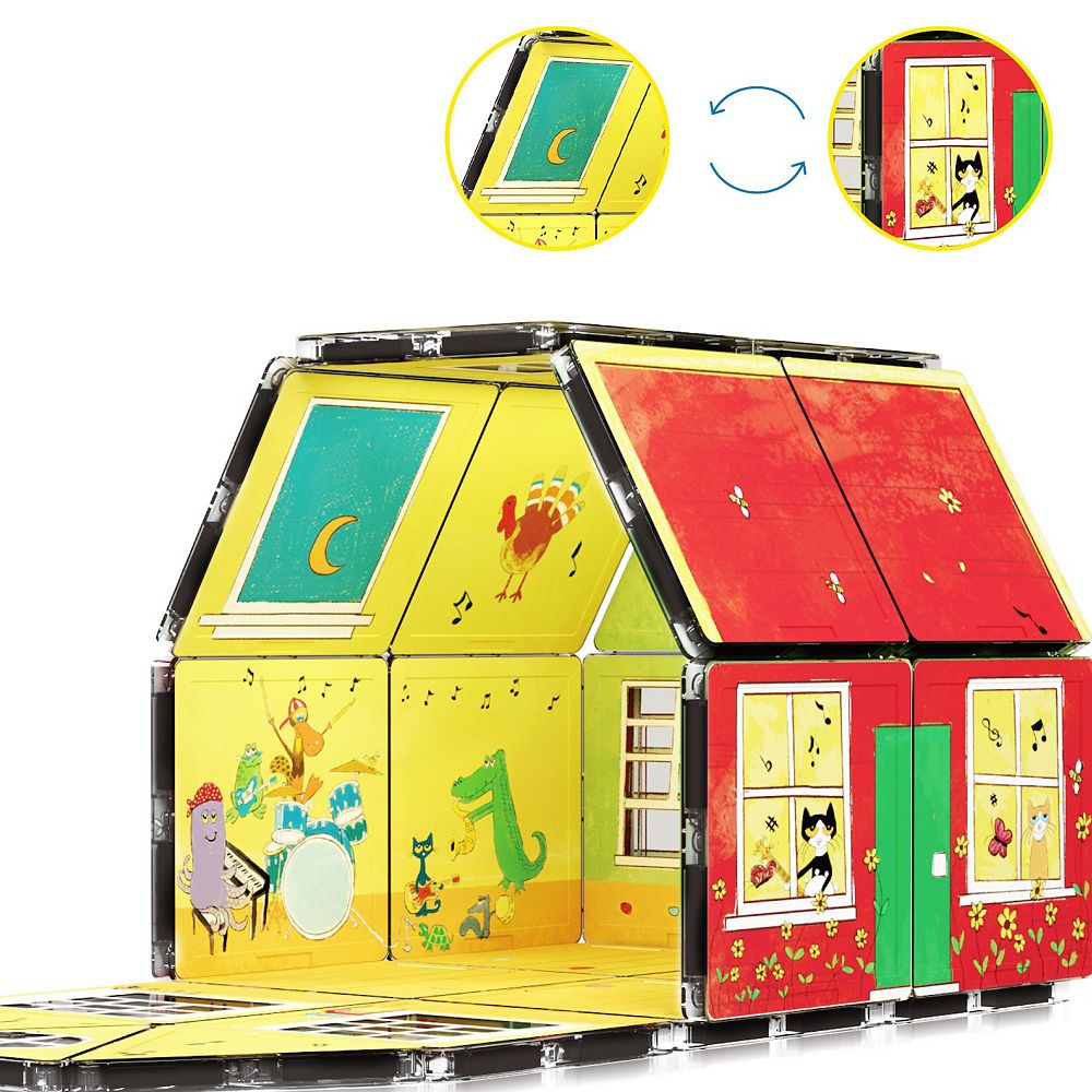 PicassoTiles 24 Piece Pete the Cat STEM Toy Magnetic Tile, Building ...