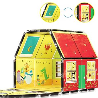 PicassoTiles 24 pc Pete the Cat STEM Toy Magnetic Tile, Building Block for Kids Age 3 & Up, PTC04