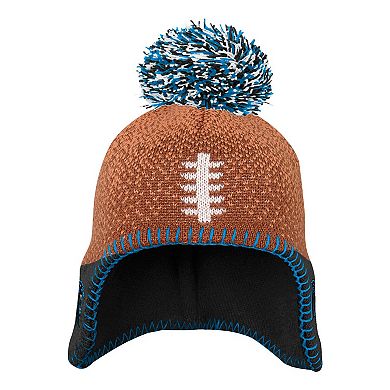 Infant Brown Carolina Panthers Football Head Knit Hat with Pom