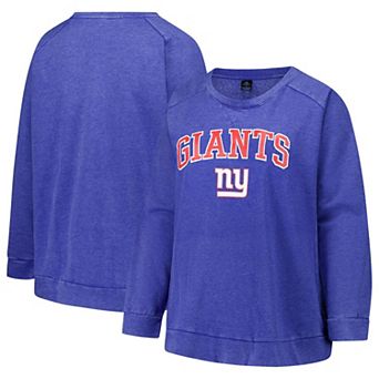 Women's Profile Royal New York Giants Plus Size Acid Wash Raglan Sweatshirt