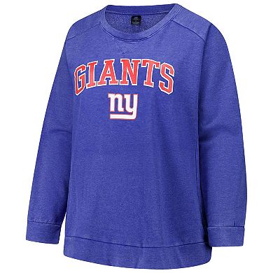Women's Profile Royal New York Giants Plus Size Acid Wash Raglan Sweatshirt