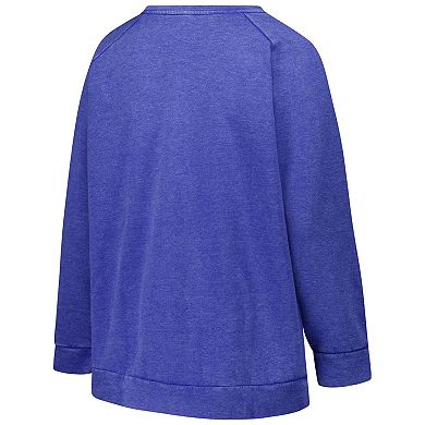 Women's Profile Royal New York Giants Plus Size Acid Wash Raglan Sweatshirt