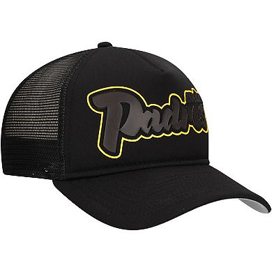 Men's New Era Black San Diego Padres Retro Bold A-Frame Trucker 9FORTY Adjustable Hat