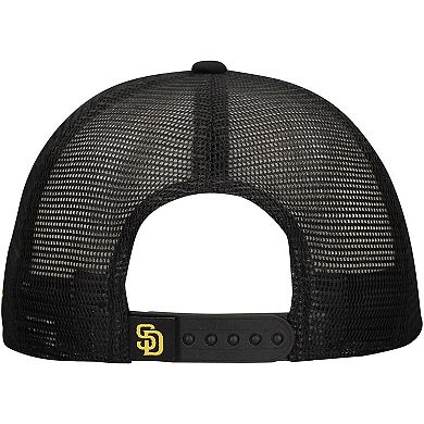 Men's New Era Black San Diego Padres Retro Bold A-Frame Trucker 9FORTY Adjustable Hat