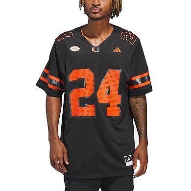 Men's adidas #24 Black Miami Hurricanes Premier Strategy Jersey