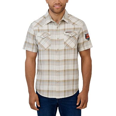 Men's Darius Rucker Collection by Fanatics Gray Cincinnati Bengals Plaid Full-Snap Shirt
