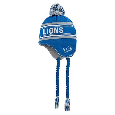Preschool Blue Detroit Lions Jacquard Tassel Knit Hat with Pom