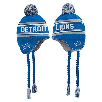 Preschool Blue Detroit Lions Jacquard Tassel Knit Hat with Pom