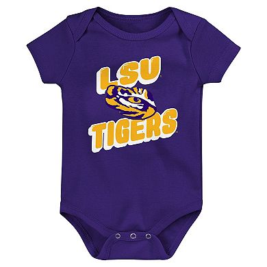 Newborn Purple LSU Tigers Sunday Comics 3-Pack Bodysuit Set
