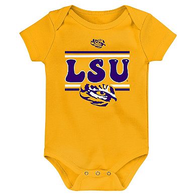Newborn Purple LSU Tigers Sunday Comics 3-Pack Bodysuit Set