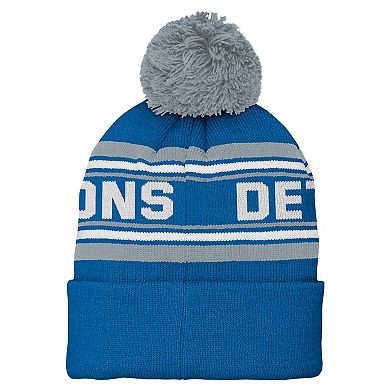 Preschool Blue Detroit Lions Jacquard Cuffed Knit Hat with Pom