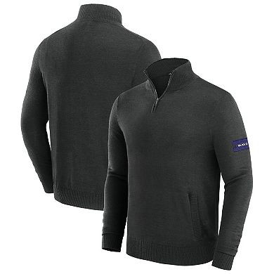 Men's J. Palmer Black Baltimore Ravens Franchise Quarter-Zip Sweater
