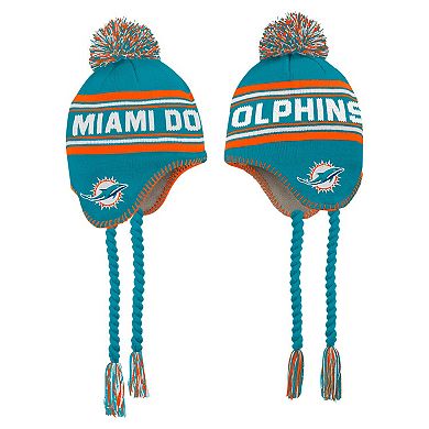 Youth Aqua Miami Dolphins Jacquard Tassel Knit Hat with Pom