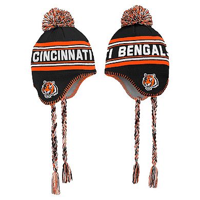 Preschool Black Cincinnati Bengals Jacquard Tassel Knit Hat with Pom
