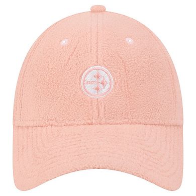 Women's New Era Light Pink Pittsburgh Steelers Cozy Sherpa 9FORTY Adjustable Hat