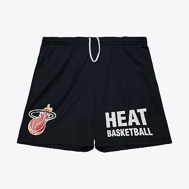 Men's Mitchell & Ness Black Miami Heat Hardwood Classics Gameday Mesh Shorts