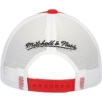 Youth Mitchell & Ness Scarlet San Francisco 49ers Stripe Trucker Adjustable Hat