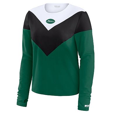 Women's WEAR by Erin Andrews Green/Black New York Jets Plus Size Chevron Tri-Blend Long Sleeve T-Shirt
