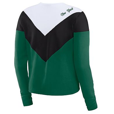 Women's WEAR by Erin Andrews Green/Black New York Jets Plus Size Chevron Tri-Blend Long Sleeve T-Shirt