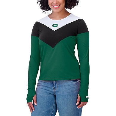 Women's WEAR by Erin Andrews Green/Black New York Jets Plus Size Chevron Tri-Blend Long Sleeve T-Shirt