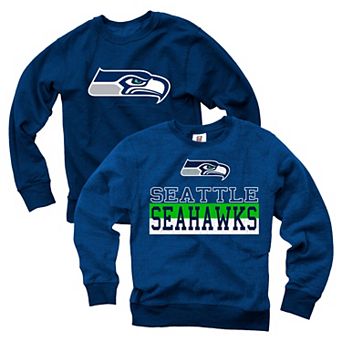 Youth Wes & Willy College Navy Seattle Seahawks Reversible Fleece Pullover Sweatshirt