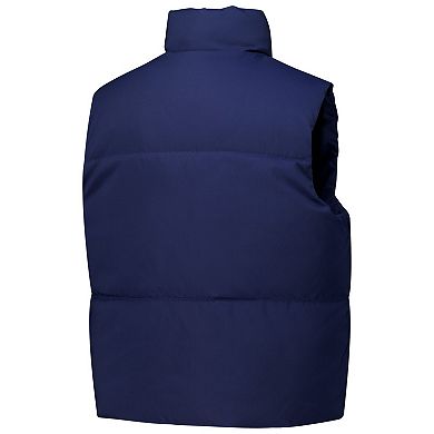 Women's ZooZatz Navy Michigan Wolverines Cropped Puffer Full-Zip Vest