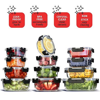 Set Of 24-pieces Airtight Glass Food Storage With Lids