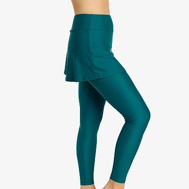 Women's High Waisted Skirted Long Swim Leggings