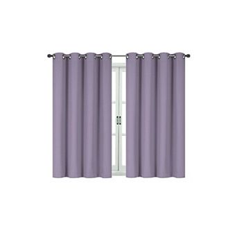 Kate Aurora 100 Percent Hotel Thermal Blackout Lavender Grommet Top Curtain Panels