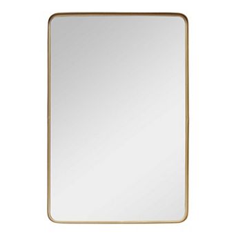 Parisloft Rectangular Metal Wall Mirror with Rounded Corner for Bathroom, 24x36 inch, Shampagne Gold