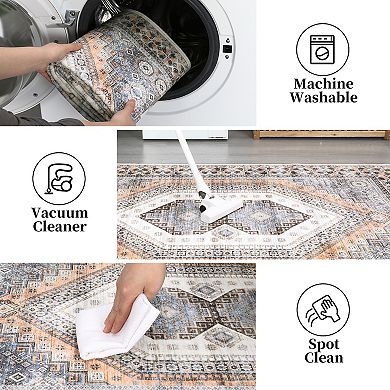 Garvee Vintage Boho Washable Rug Soft Farmhouse Throw Carpet