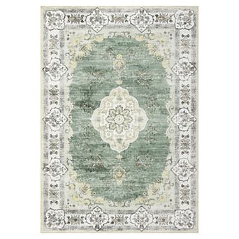 Garvee Vintage Floral Area Rug & Washable Soft Throw Rugs for Bedroom Living Room