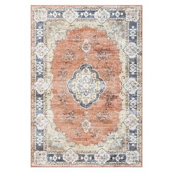 Garvee Vintage Floral Area Rug & Washable Soft Throw Rugs for Bedroom Living Room