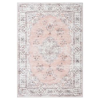 Garvee Vintage Floral Area Rug & Washable Soft Throw Rugs for Bedroom Living Room