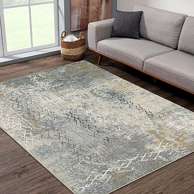 Garvee Modern Abstract Art Rug Washable Soft Low Pile Throw Carpet for Home Decor