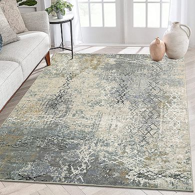 Garvee Modern Abstract Art Rug Washable Soft Low Pile Throw Carpet for Home Decor